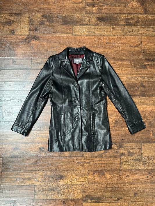 Vintage Clothing - Genuine Leather Jacket - Black - Maroon Lining - Small - Wilsons Leather