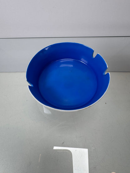 Vintage Ashtray - Bllue and White Glaze - 4"