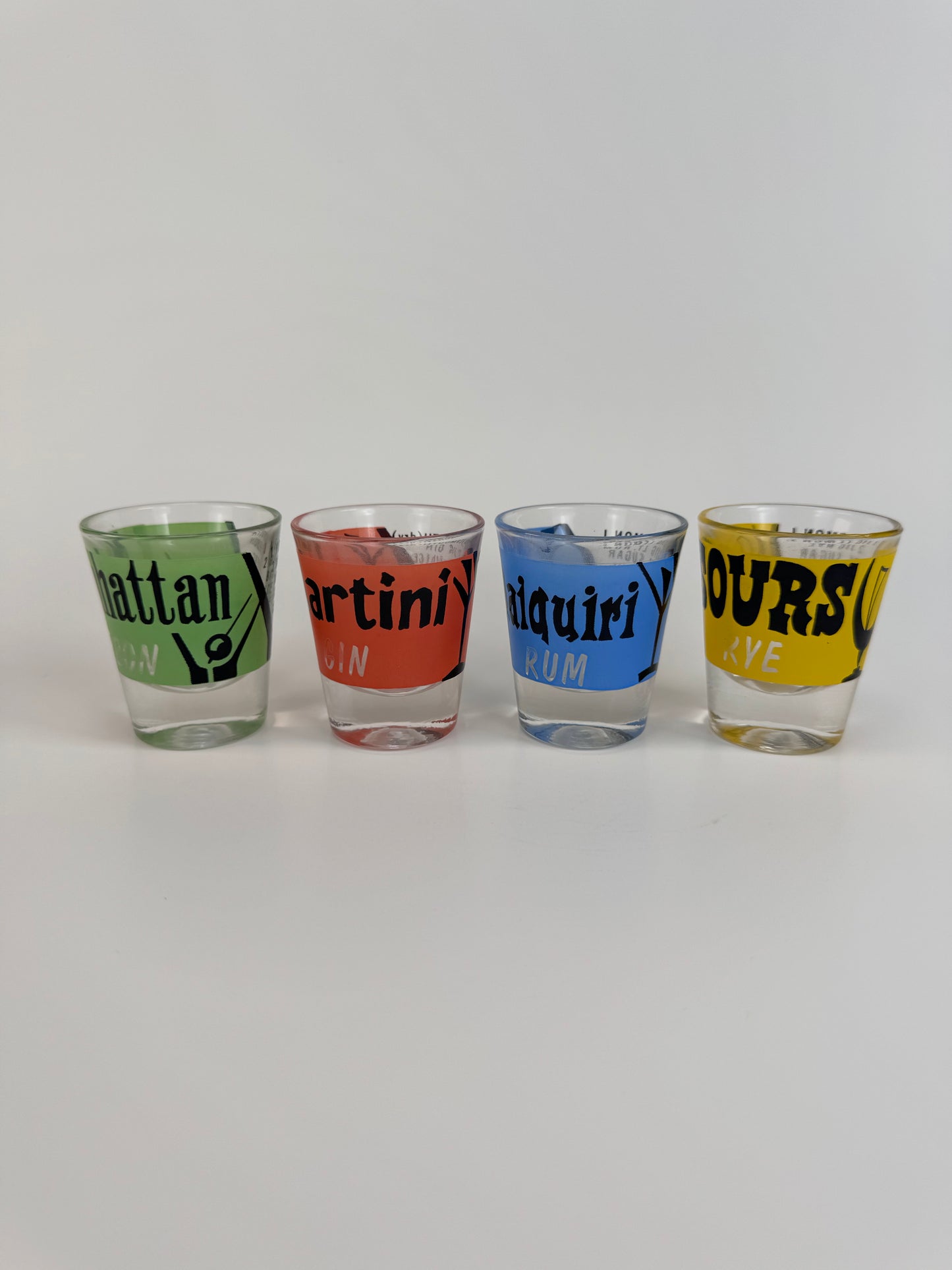 Vintage 1950s Federal Glass Cocktail Recipe Shot Glasses - Set of 4