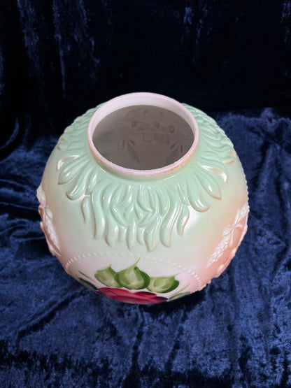 Vintage Fenton Milk Glass Table Lamp – Hand Painted Roses Double Globe Hurricane Parlor Style
