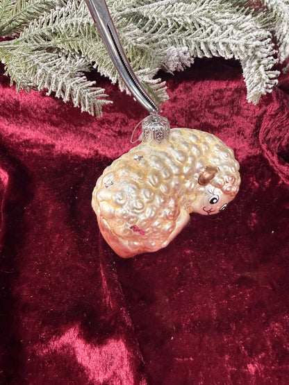 Vintage Christmas - Handblown Glass Ornament - Sheep - Inge Glas - Germany