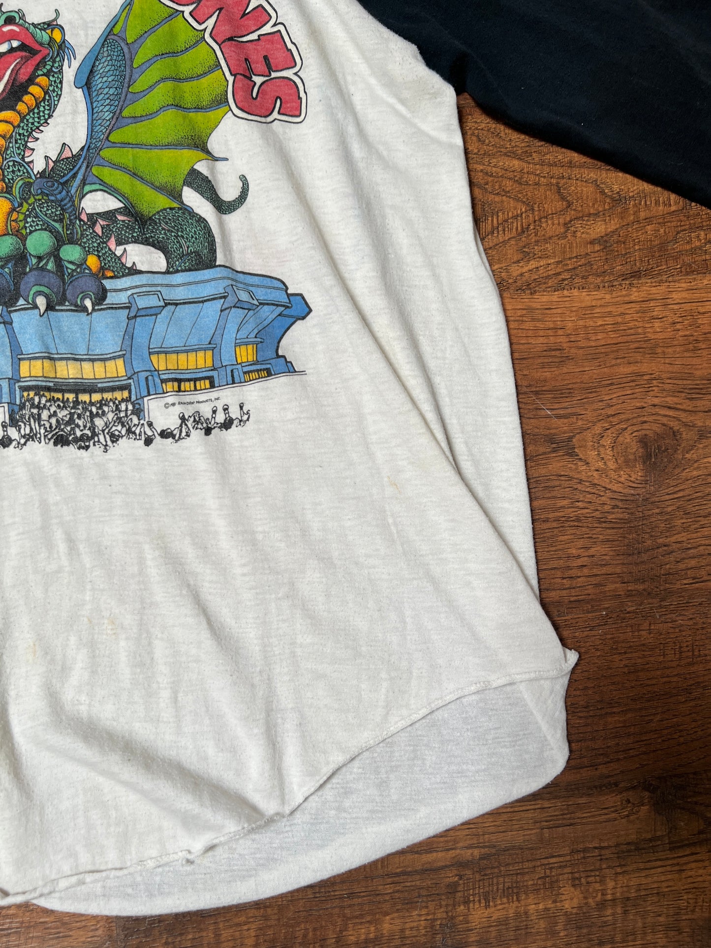 Vintage Clothing - Raglan Baseball 3/4 Sleeve Shirt - The Rolling Stones 1981 Tour - The Knits - Large