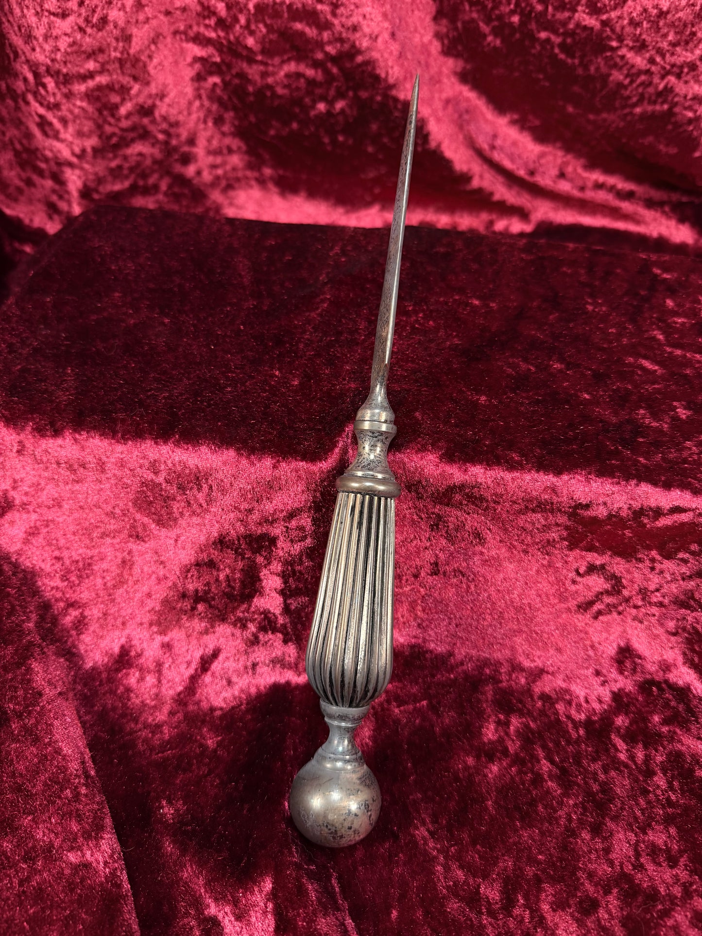 Vintage Metal Letter Opener – Fluted Handle Tapered Blade