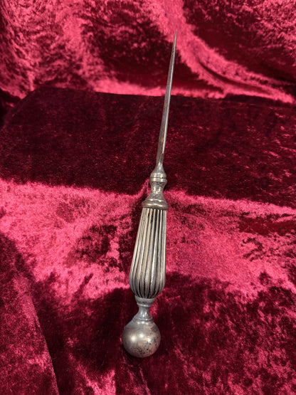 Vintage Metal Letter Opener – Fluted Handle Tapered Blade