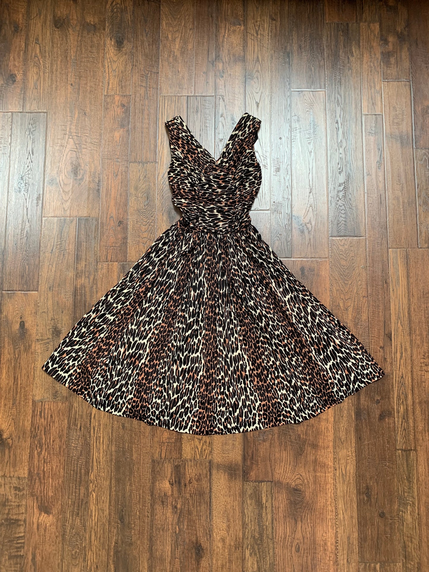 Vintage Clothing - A-Line Cocktail Party Dress - Leopard Print - Klever Klad Junior - Small