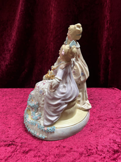 Vintage Porcelain Figurine - Antique Dresden Style Chess Game German Saxe Group