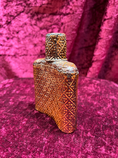 Vintage Barware - Tooled Leather Porron Decanter and Flask - Don Quixote and Patio De Los Leones