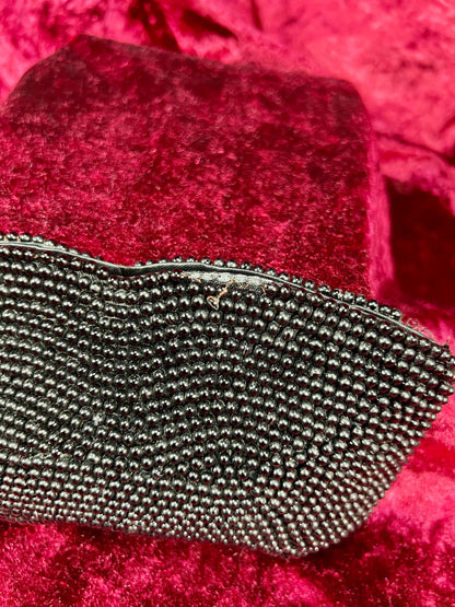 Vintage Beaded Evening Clutch – Black Butterfly Motif Cocktail Purse