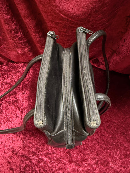 Vintage Accessories - Black Faux Leather Shoulder Bag with Gold Details