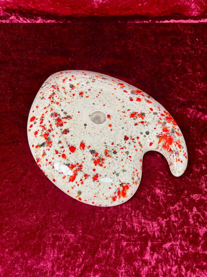 Vintage Ashtray - Sculptural Ceramic Drip Glaze - Mid Century Modern Orange - Large