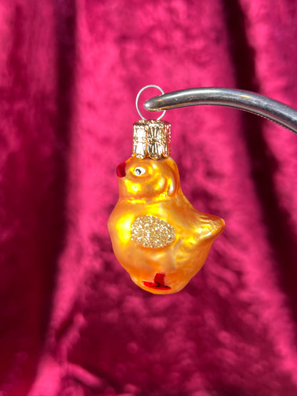 Vintage Christmas - Handblown Glass Ornament - Miniature Yellow Chick