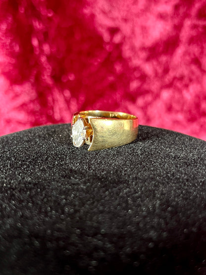Vintage 14KT Gold Electroplate Cocktail Ring – Marquise Cut Cubic Zirconia - ESP - Size 7.5