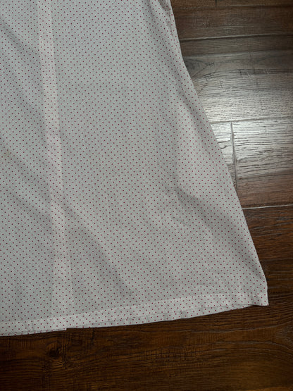 Vintage Cotton Blend Nightie - White Red Polka Dot Button Front - Size Large