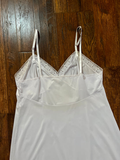 Vintage White Nylon Above The Knee Slip Dress - Lace Trim - Gilligan O'Malley