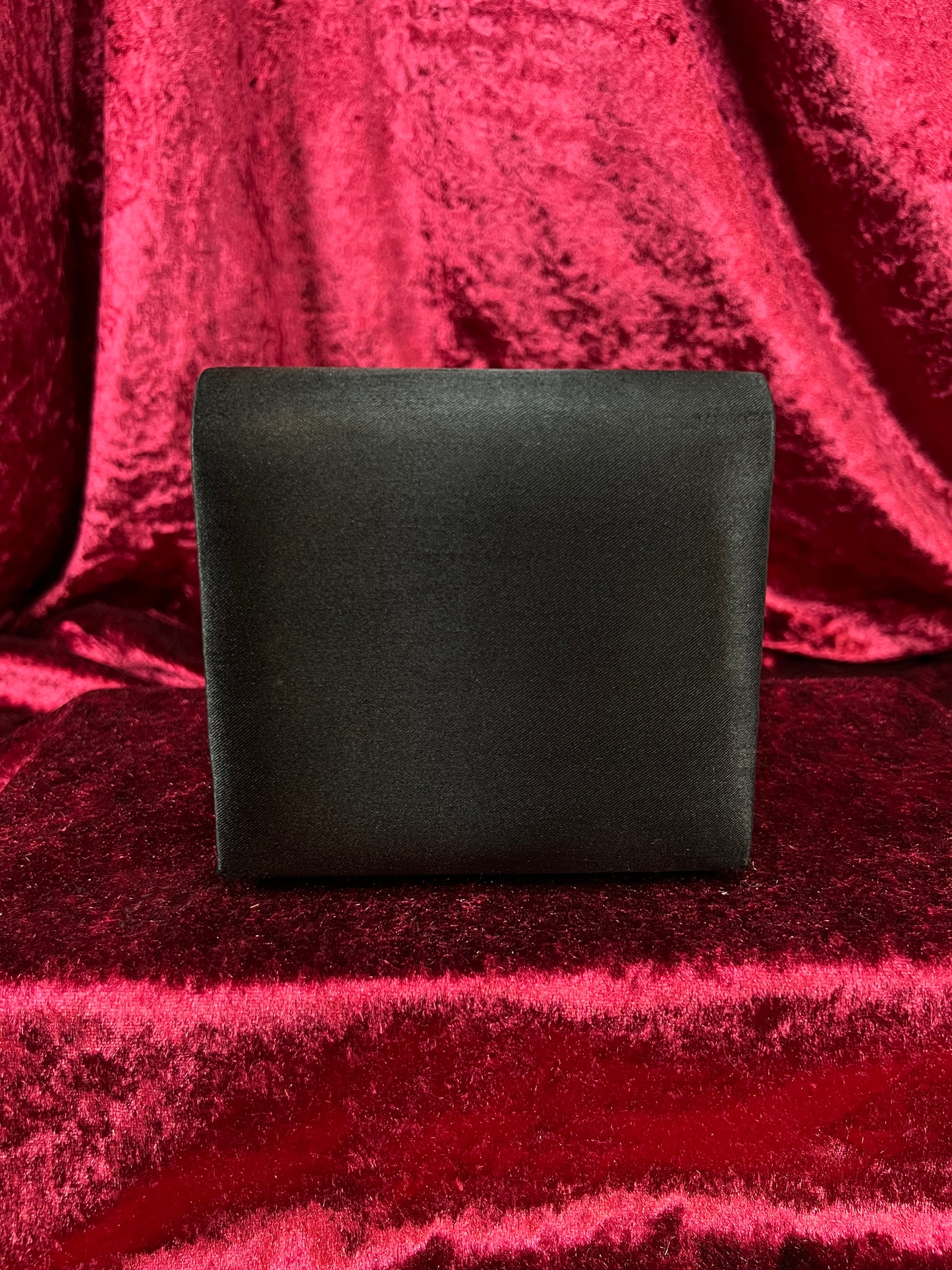 Vintage La Regale Satin Evening Bag - Faux Pearl Clasp Black Crossbody Purse