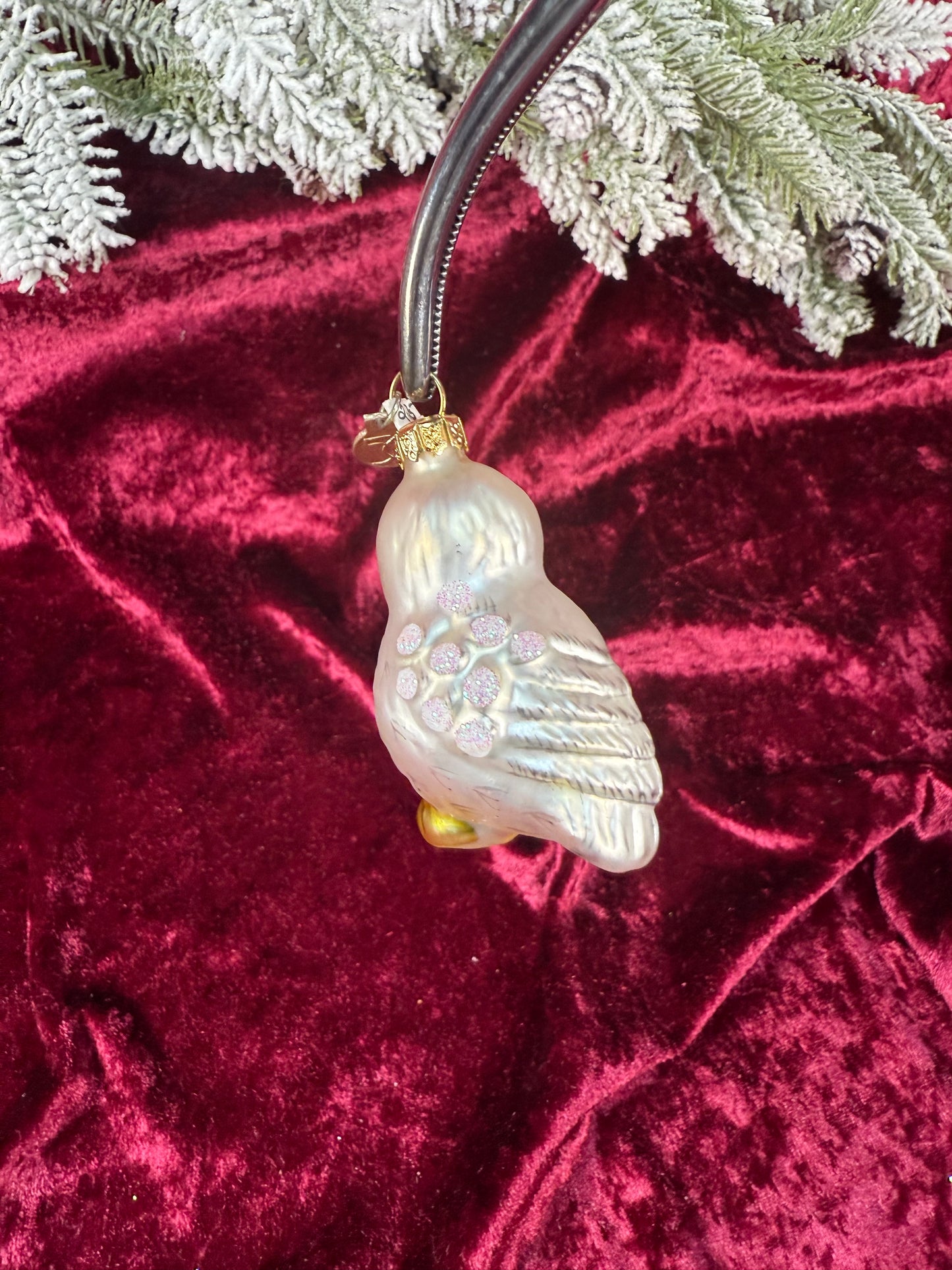 Vintage Christmas - Handblown Glass Ornament - Snow Owl - Department 56