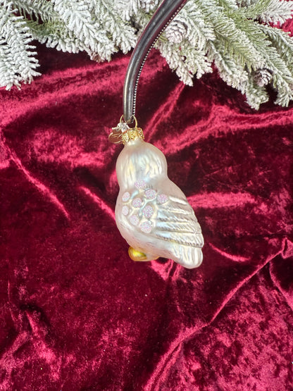 Vintage Christmas - Handblown Glass Ornament - Snow Owl - Department 56