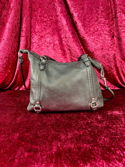 Vintage Accessories - Purse - Black Pebble Leather with Silver Hardware - Purple Lining - Coach