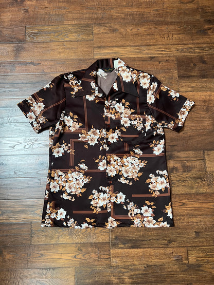 Vintage Clothing - Short Sleeve Button Up Hawaiian Shirt - White Tropical Florals - Mr. Jan - Large