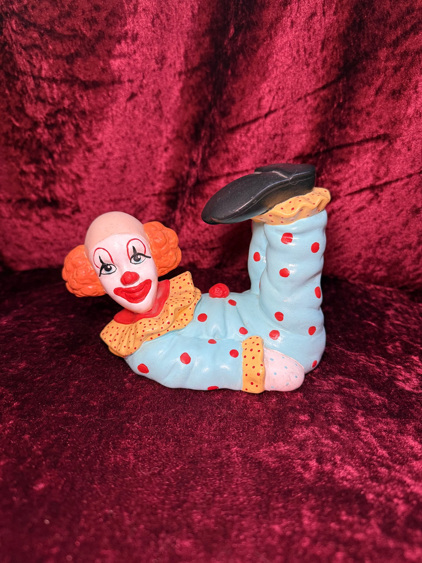 Vintage Clown Art - Whimsical Ceramic Figure - Clown with Legs Up