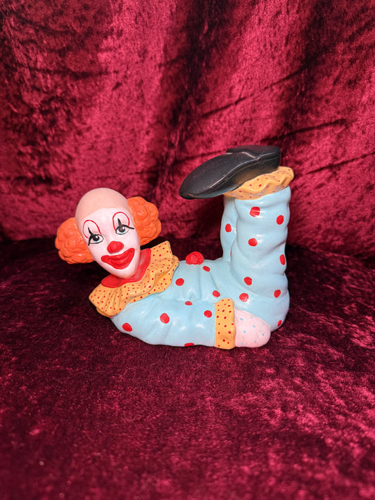 Vintage Clown Art - Whimsical Ceramic Figure - Clown with Legs Up