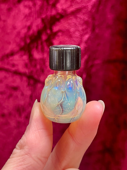 Vintage Miniature Glass Bottle - Handblown - Iridescent Blue and Green - 1.5”