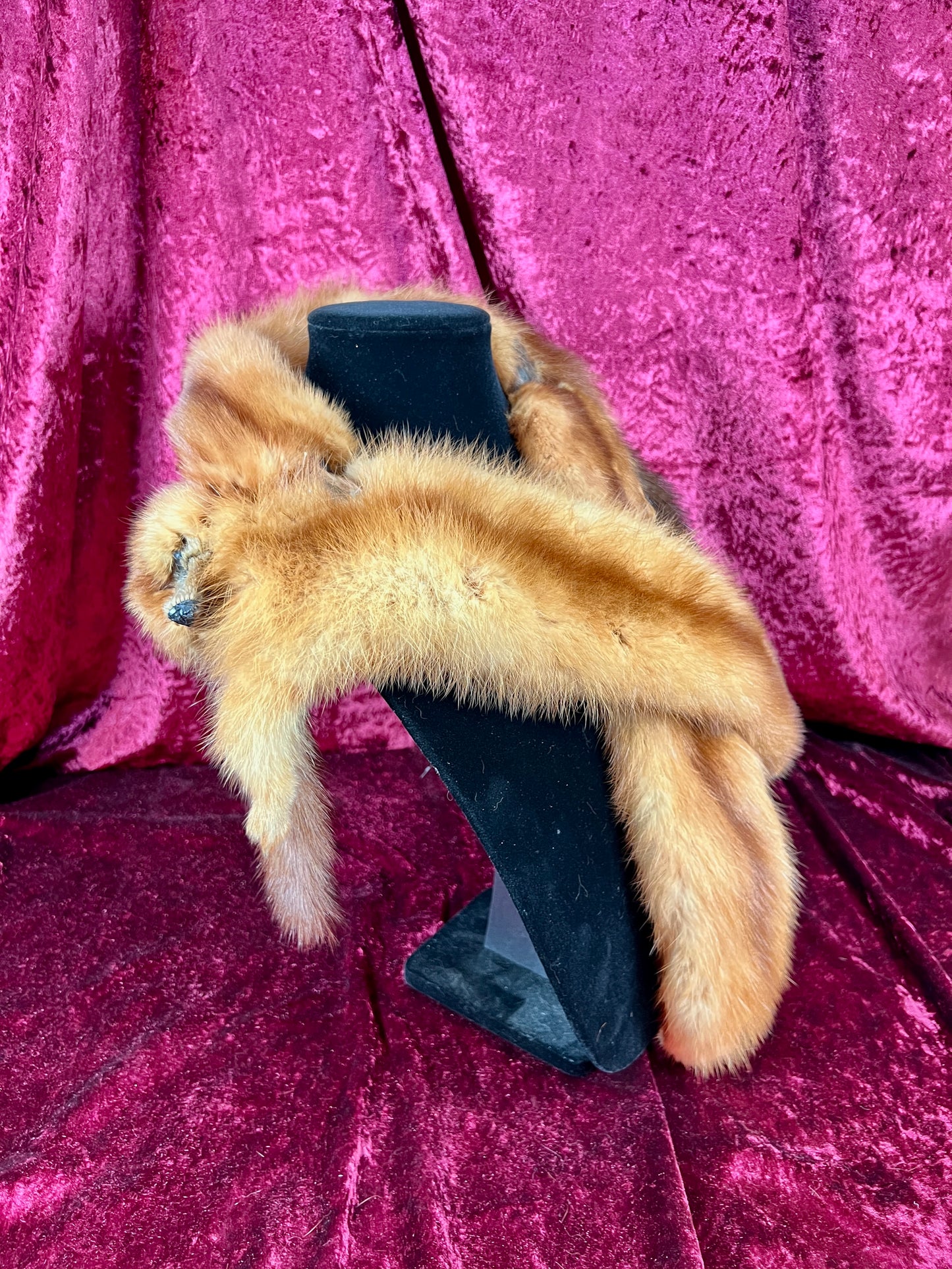Vintage Fur Shoulder Wrap Stole – Four Red Foxes - 51"