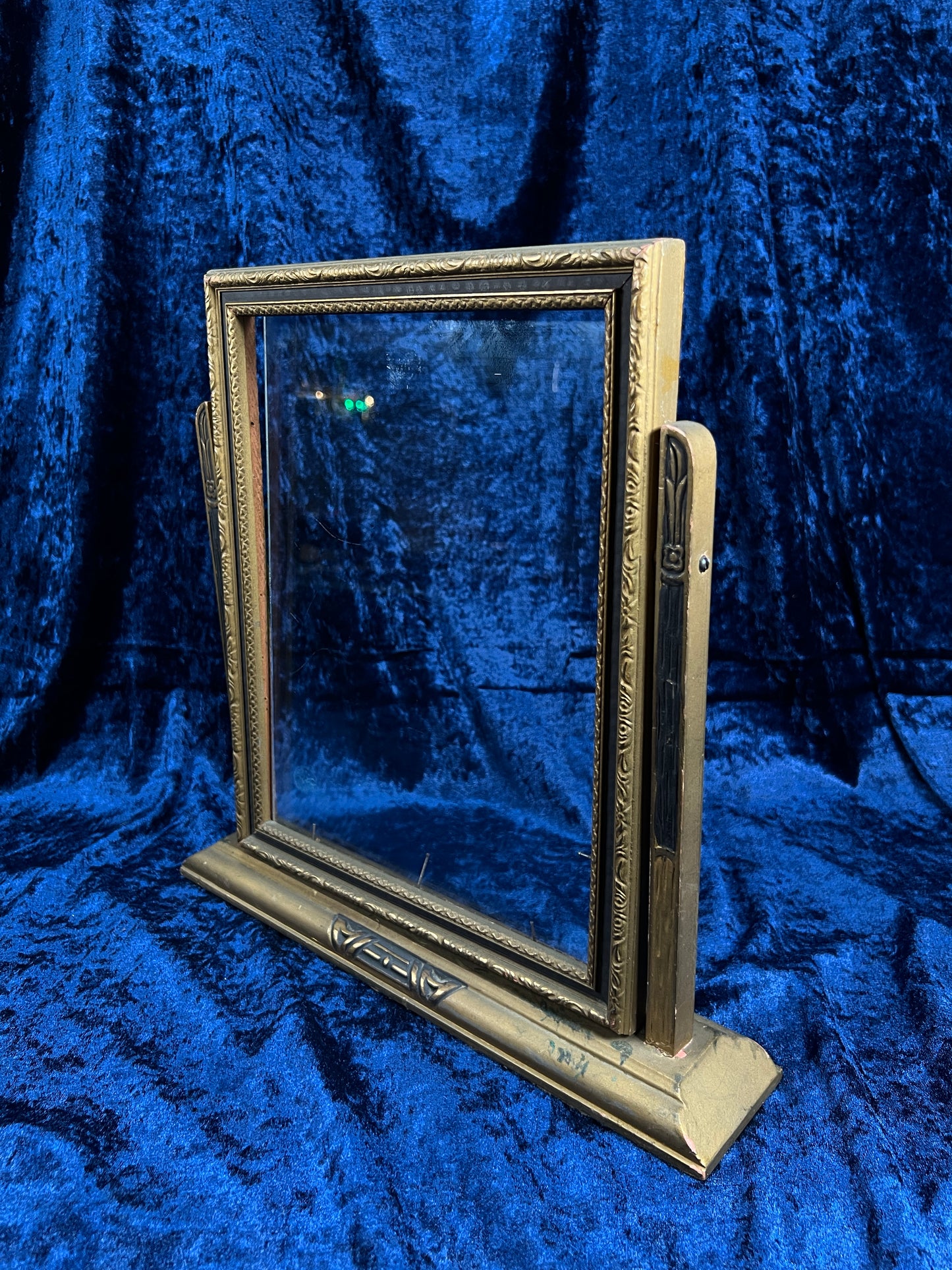 Antique Art Deco Picture Frame – Gold & Charcoal Ornate Tilt Design