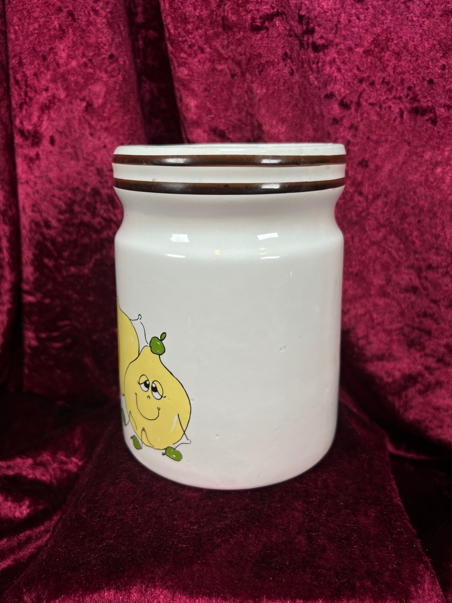 Vintage Ceramic Canister Set - Nancy Lynn Anthropomorphic Fruit Kitchen Jars