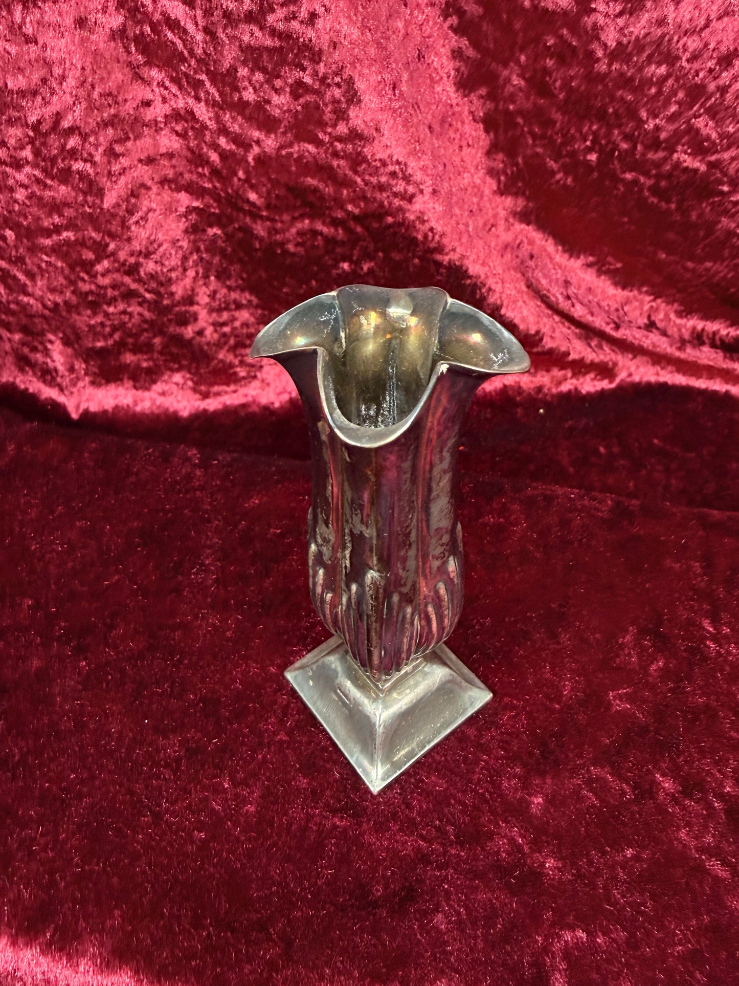Vintage Silver Plated Bud Vase – Fluted Pedestal Urn Form