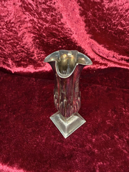 Vintage Silver Plated Bud Vase – Fluted Pedestal Urn Form