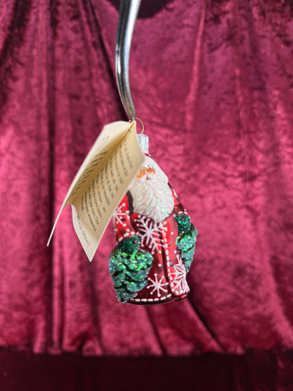 Vintage Christmas - Handblown Glass Ornament - Santa Claus Through The Woods - Patricia Breen - Poland