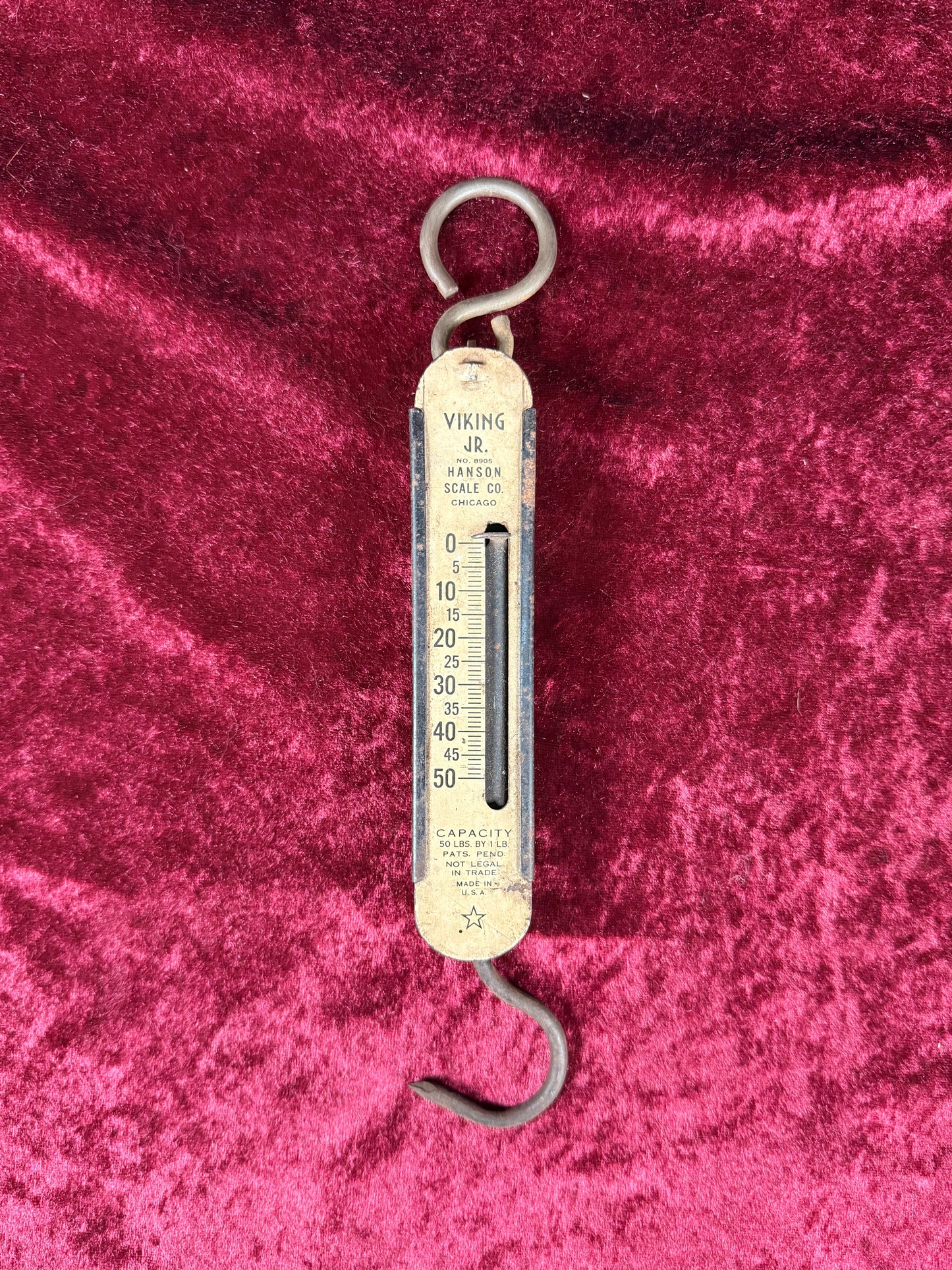 Vintage Metal Hanging Scale - Hanson Viking Jr 50 lb Spring Scale