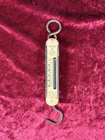 Vintage Metal Hanging Scale - Hanson Viking Jr 50 lb Spring Scale