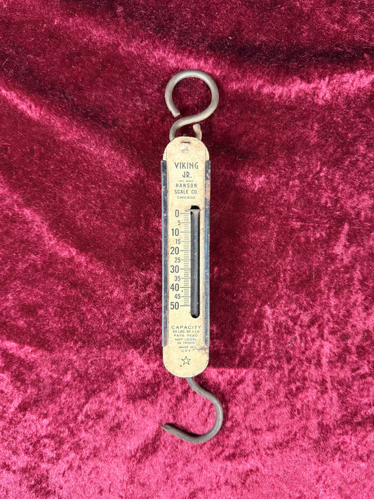 Vintage Metal Hanging Scale - Hanson Viking Jr 50 lb Spring Scale