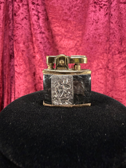 Vintage Brass Pocket Lighter – Floral Inlay - Marhill Japan