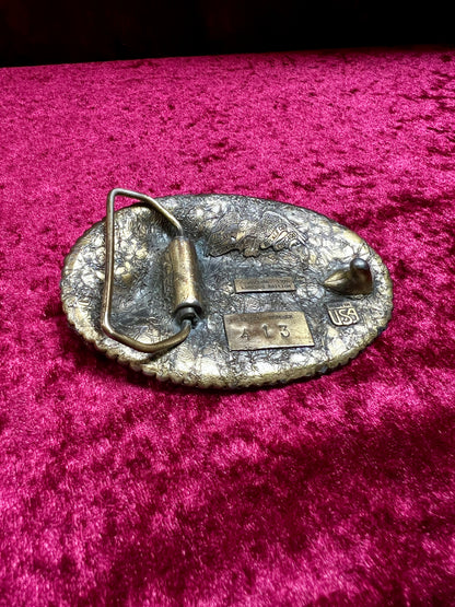 Vintage Solid Brass Belt Buckle - Luger Pistol 413 Limited Edition 1976 - Buckle Co. Chicago