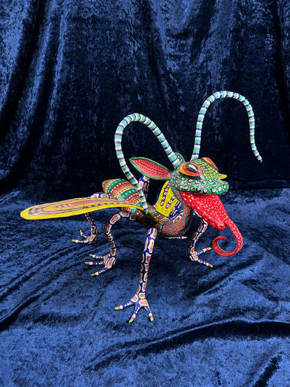 Vintage Paper Mache Alebrije Sculpture – Fantastical Winged Lizard Folk Art
