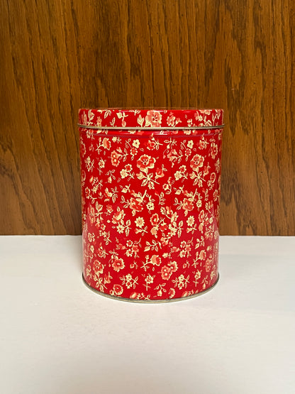 Vintage Kitchen - Metal Storage Tin - Red and Cream Florals - Made In Italy