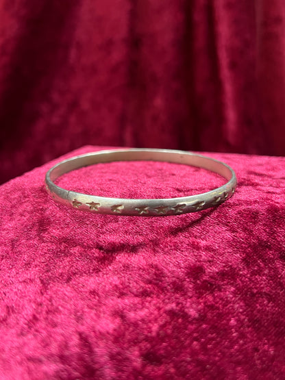 Vintage Jewelry - Bangle Bracelet - 925 Sterling Silver - Stamped Stars