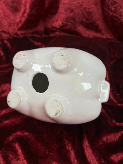 Vintage Ceramic Piggy Bank - Anthropomorphic Blue Eyed Kitsch Pig
