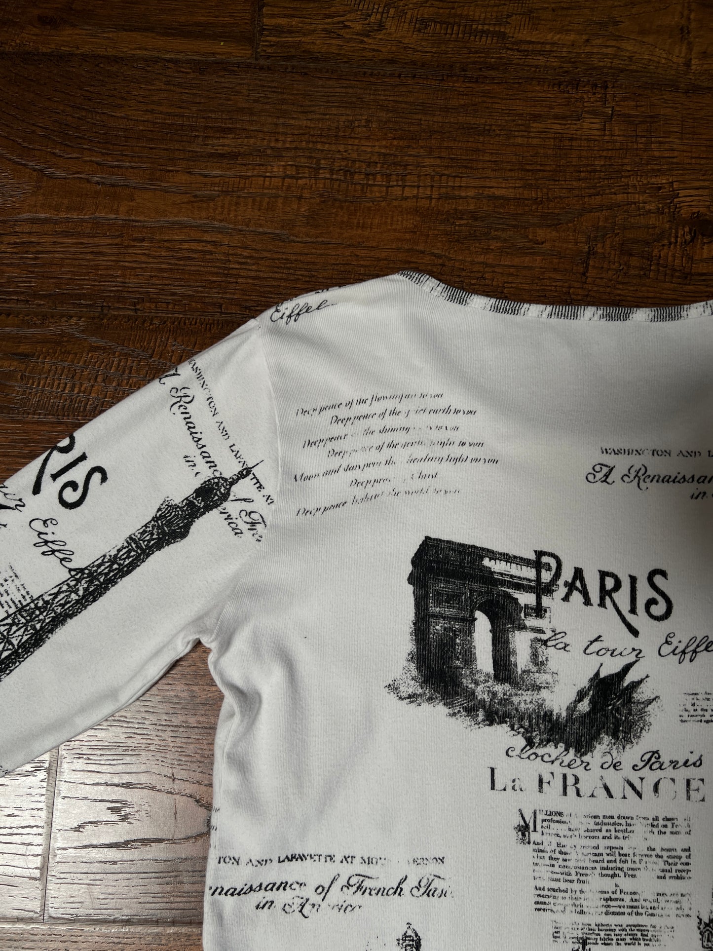 Vintage Take Two Cotton Graphic Top — Paris Eiffel Tower Sequin Print - Size Large