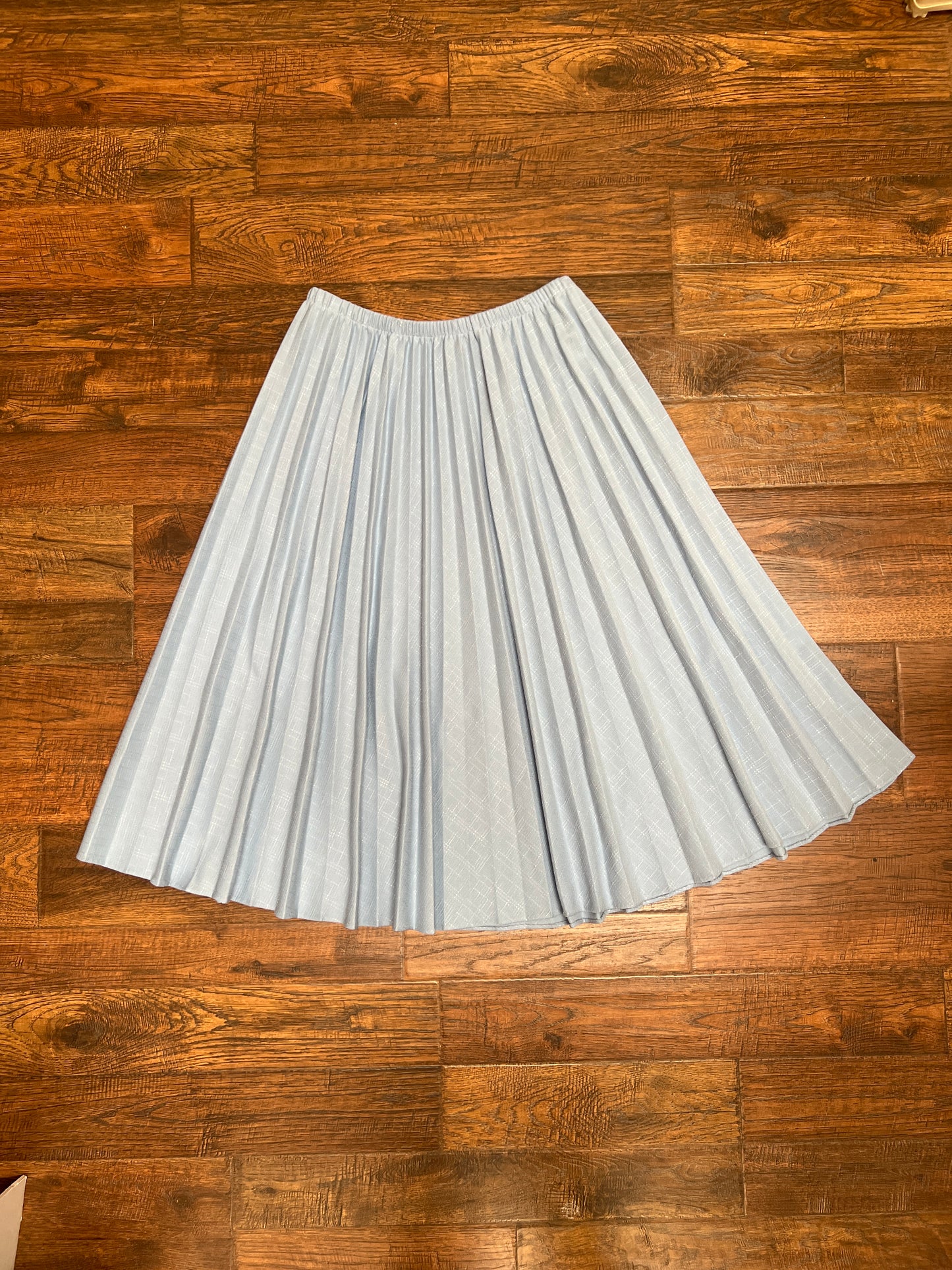 Vintage Clothing - Below The Knee Pleated Skirt - Sky Blue - X-Large
