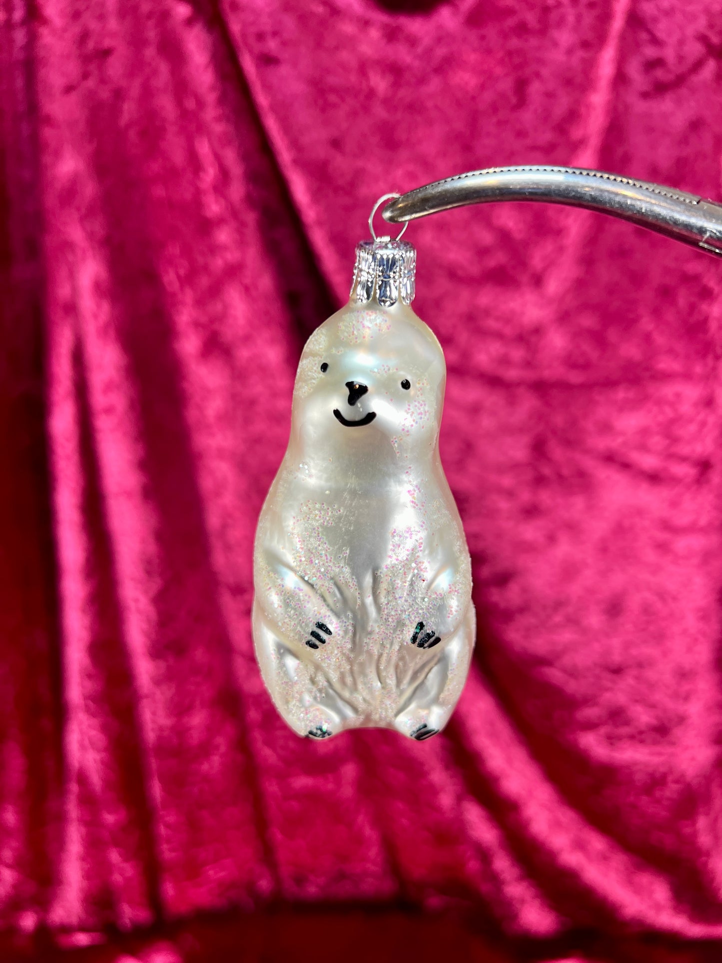 Vintage Christmas - Handblown Glass Ornament - Smiling Snow Bear - Department 56