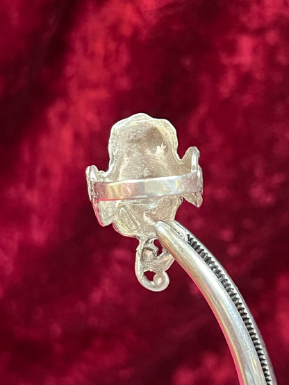 Vintage Jewelry - Ring - Sterling Silver - Art Nouveau Flower Goddess Face - 8