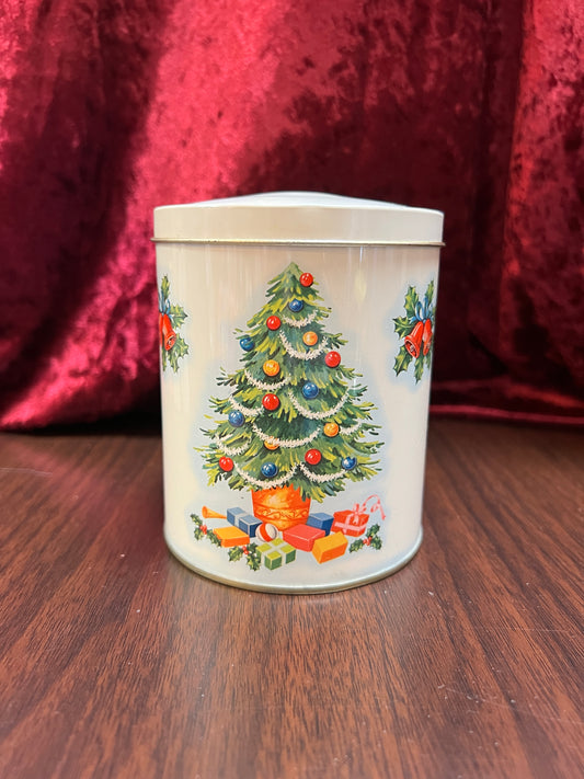 Vintage Christmas - Metal Storage Tin - Decorated Christmas Tree - Daher - Made In England