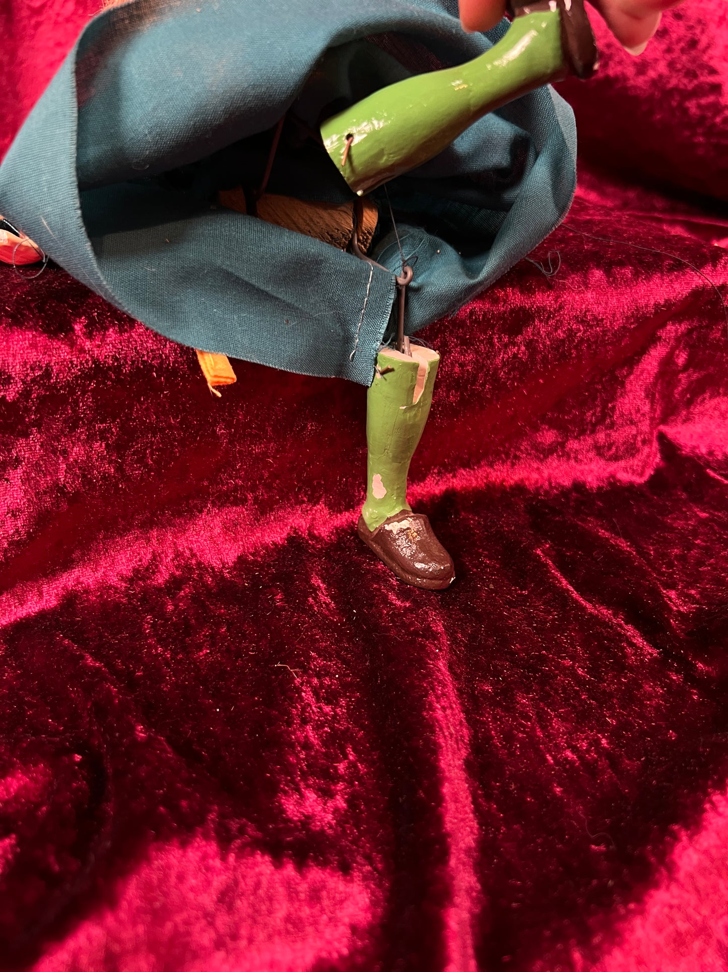 Vintage Marionette Puppet - Ugly Witch Character Folk Art