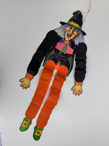 Vintage Halloween Decoration - Beistle 1990s Action Dancer Crepe Paper Die Cut - Witch