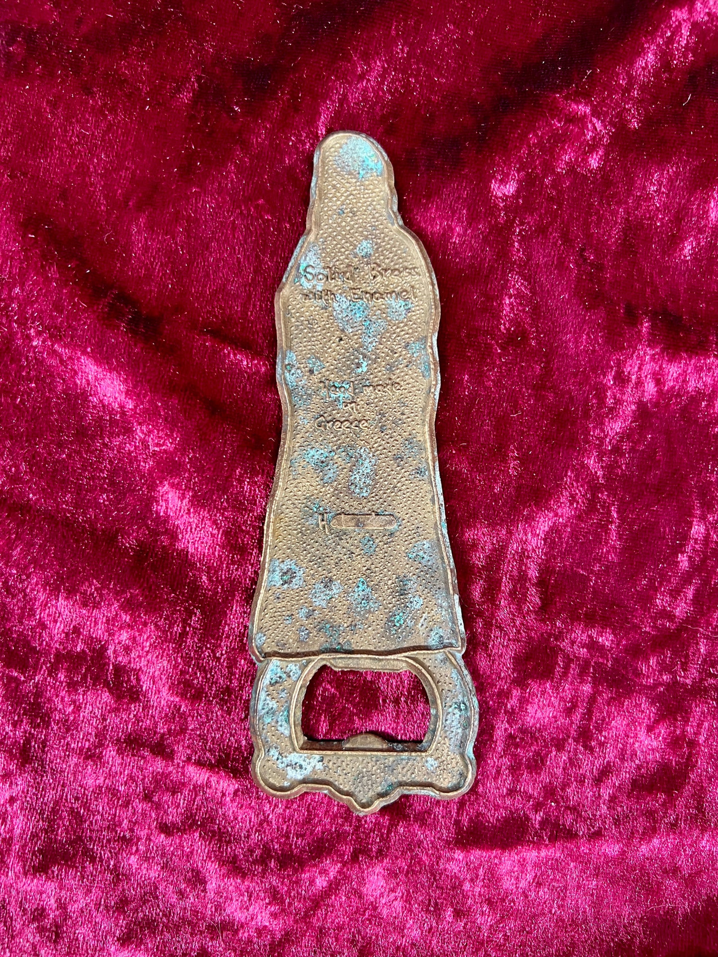 Vintage Barware - Brass and Enamel Bottle Opener - Grecian Lady - Made In Greece