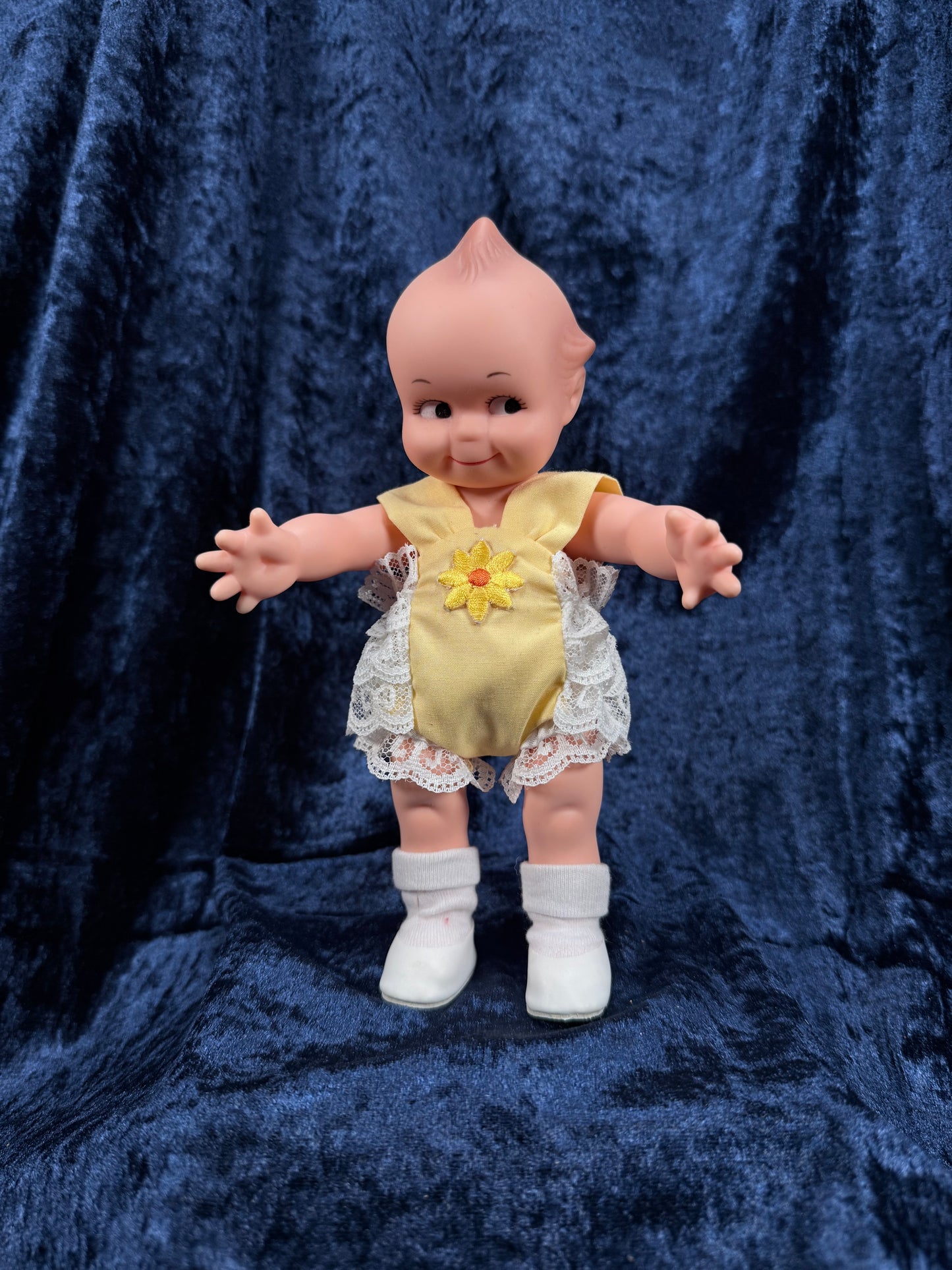 Vintage Vinyl Jesco Kewpie Doll – Posable Figure with Yellow Lace Outfit
